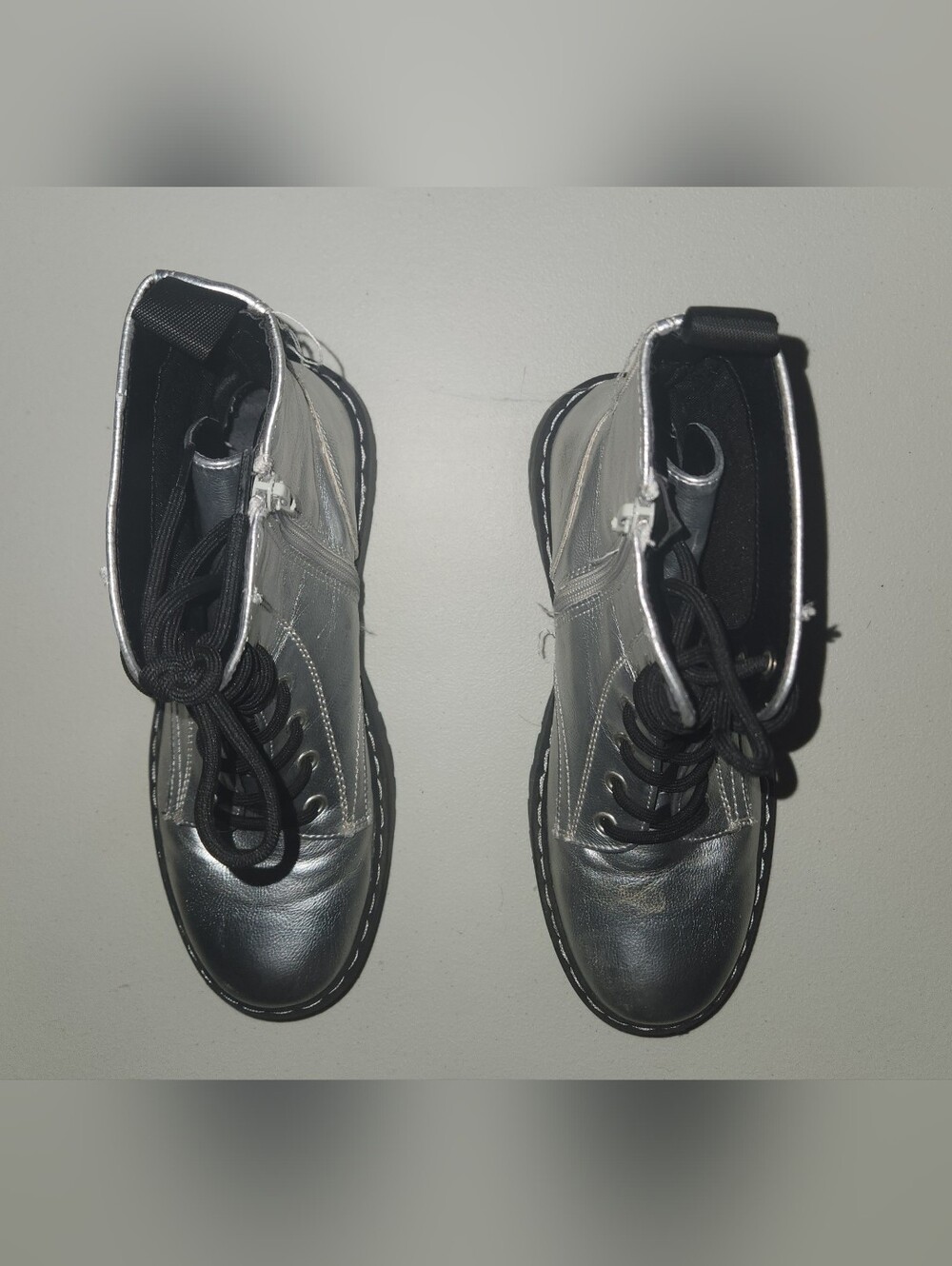 Sincerely Jules Metallic Silver Combat Boots Size 7.5 - Picture 3 of 12